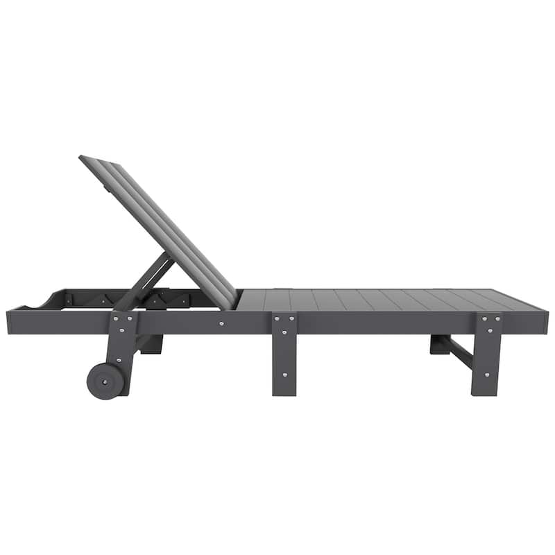 Shoreside Modern Poly Eco-Friendly All Weather Reclining Chaise Lounge With Wheels