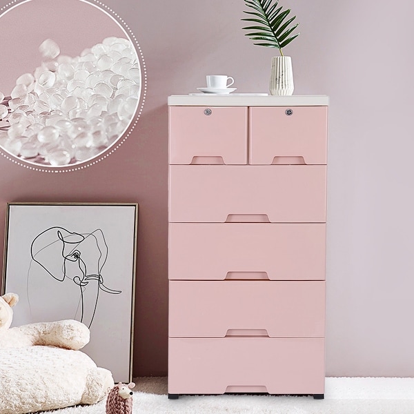 Plastic Drawers Storage Cabinet With 6 Drawers Closet Organizer