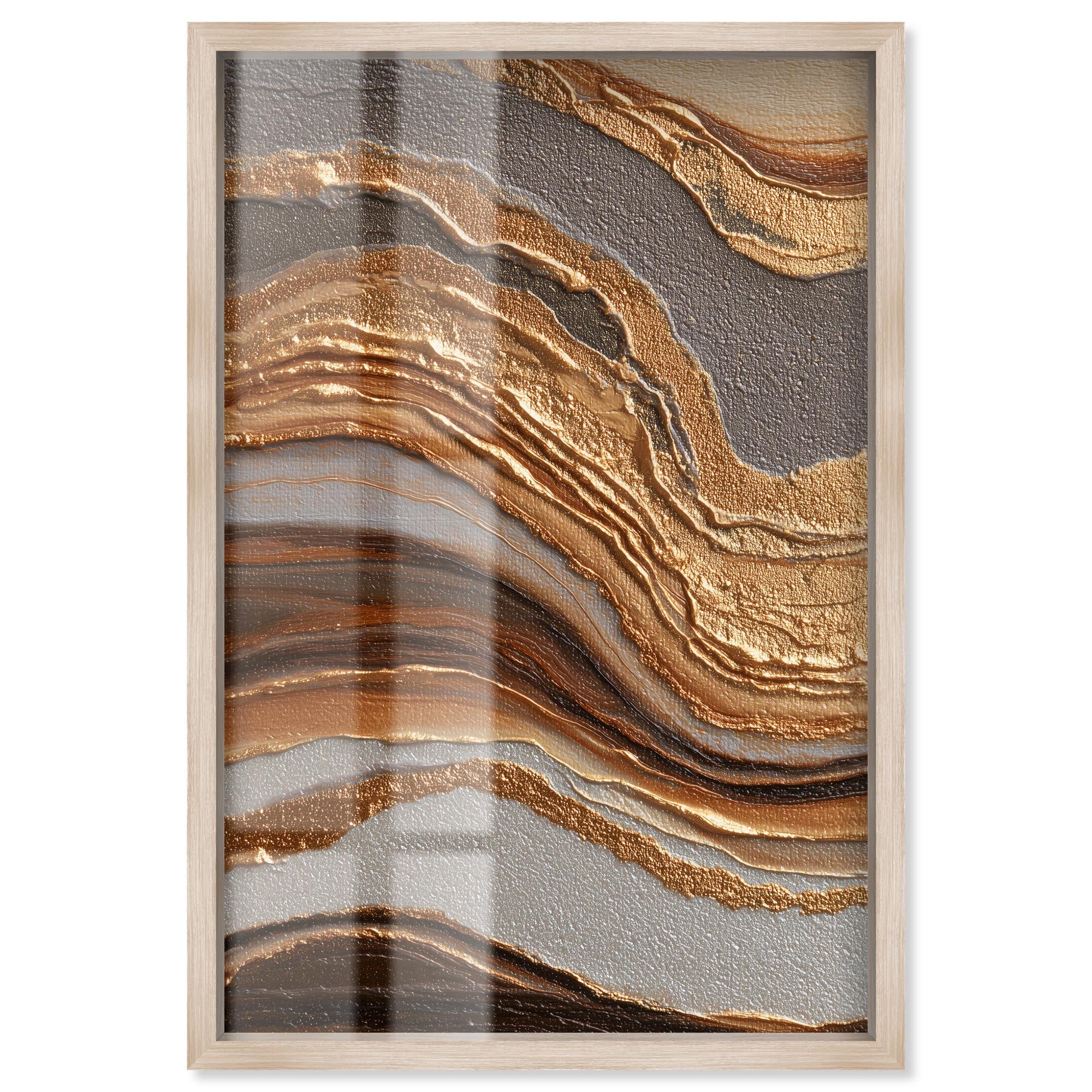 Flow in Gold Abstract Wall Art Shadowbox Print by Art Remedy