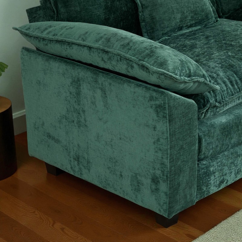 Modern Chenille Loveseat with Wide Armrests, Modular Small Couch for Living Room & Apartment, Double-Layer Cushion Comfort