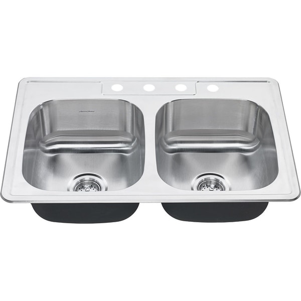 American Standard 20DB.8332284S Colony 33" Double Basin Stainless Steel Kitchen Sink for Drop In Installations with Four Faucet