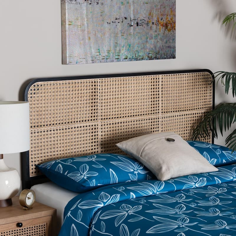 bali & pari Lainer Modern Bohemian Bayur Wood and Natural Bamboo Headboard