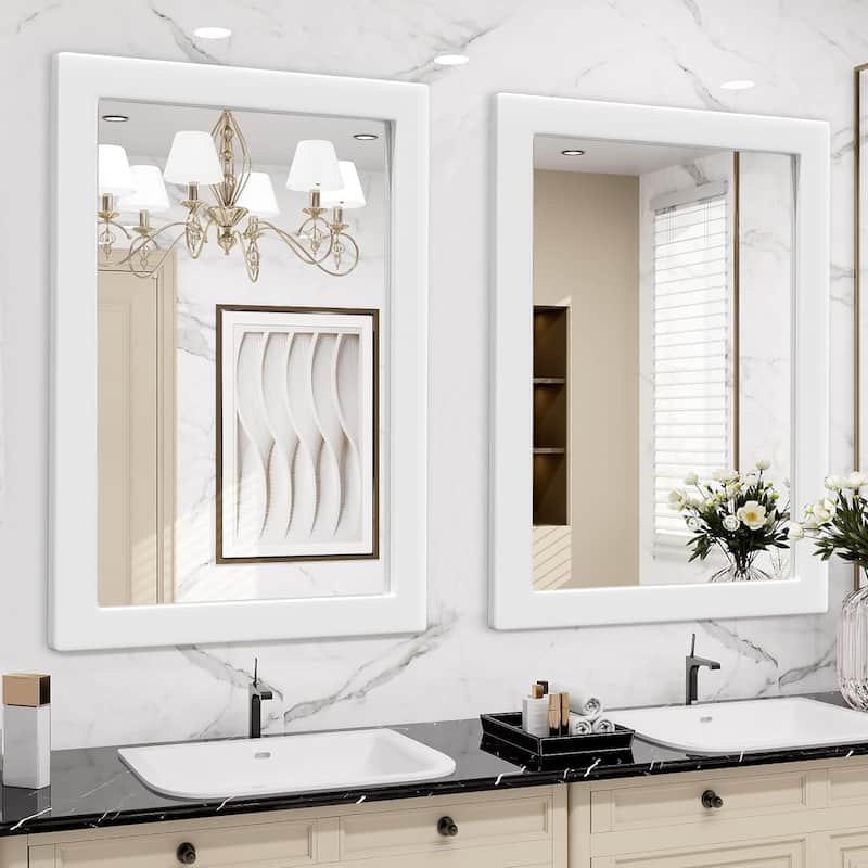 Farmhouse Style Wooden Square Mirror, Pastoral Style in The Bathroom