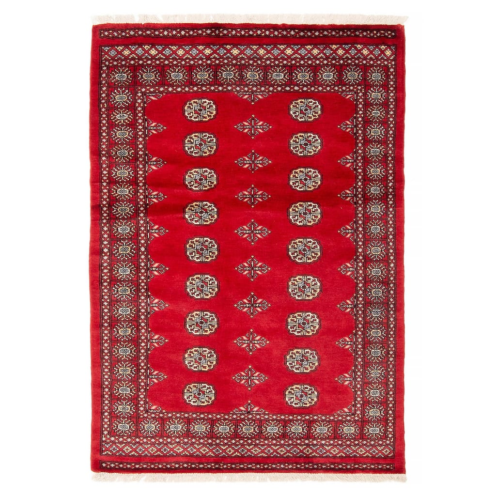 ECARPETGALLERY Hand-knotted Finest Peshawar Bokhara Red Wool Rug - 4'2 x 6'1