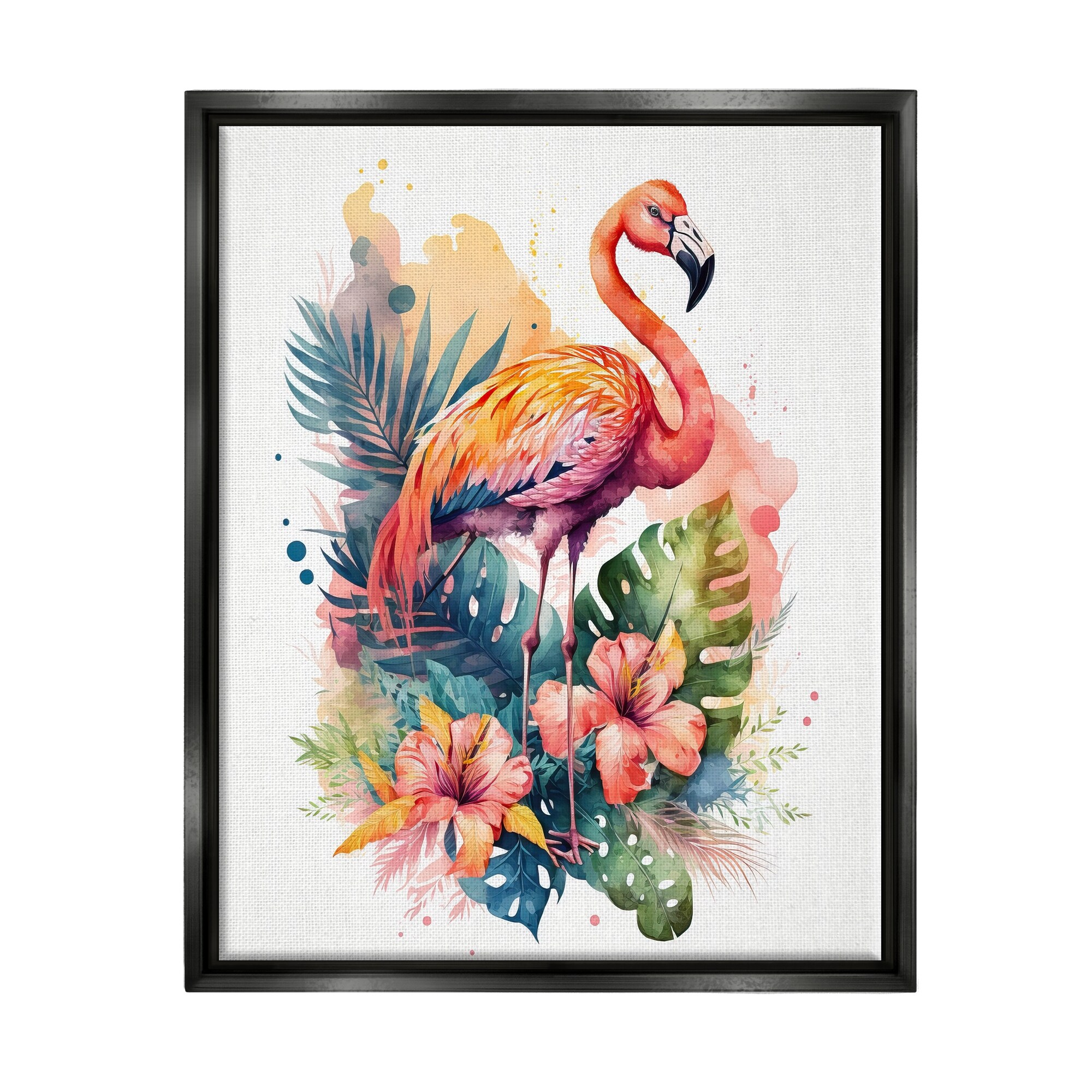 Stupell Modern Tropical Flamingo Framed Floater Canvas Wall Art Design by LSR Design Studio