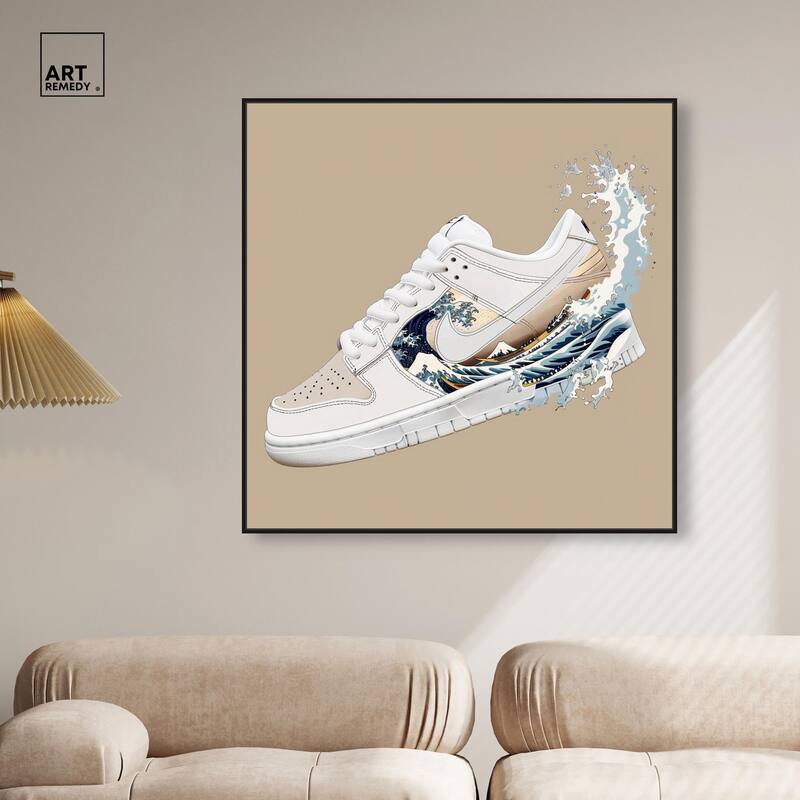 Great Wave Sneaker Splash Canvas by Art Remedy