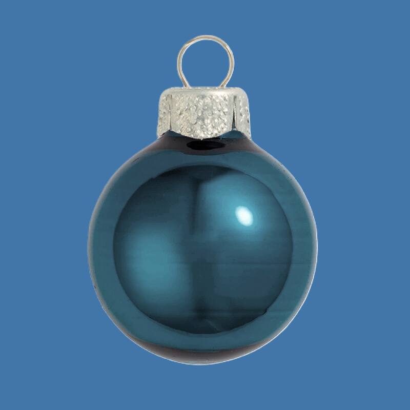 Pearl Finish Glass Christmas Ball Ornament - 7" (180mm) - Blue Marine
