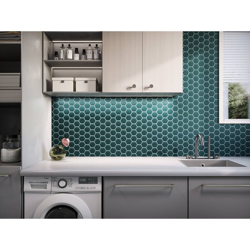 3" Beehive 10.25 in. x 11.75 in. Hexagon Glass Mesh-Mounted Mosaic Tile