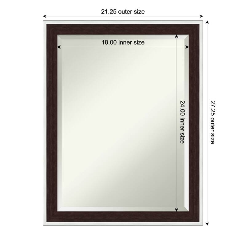 Maya Beveled Framed Bathroom Vanity Wall Mirror - 21 x 27 in - Maya Espresso Silver