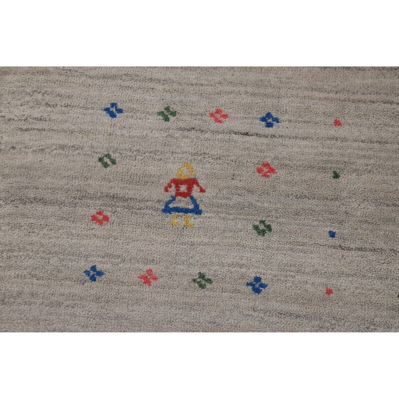 Tribal Gray Gabbeh Indian Area Rug Handmade Wool Carpet - 9'3" x 12'0"