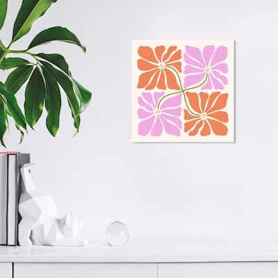 Wynwood Studio Canvas Floral and Botanical Flowers Opposite Orange Modern & Contemporary Wall Art Canvas Print