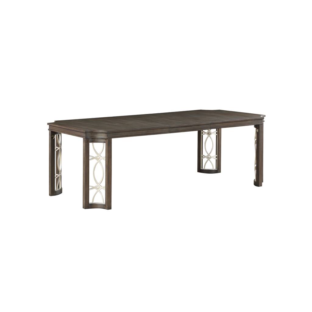 Transitional Extendable Dining Table with Clipped Corners, Walnut Brown