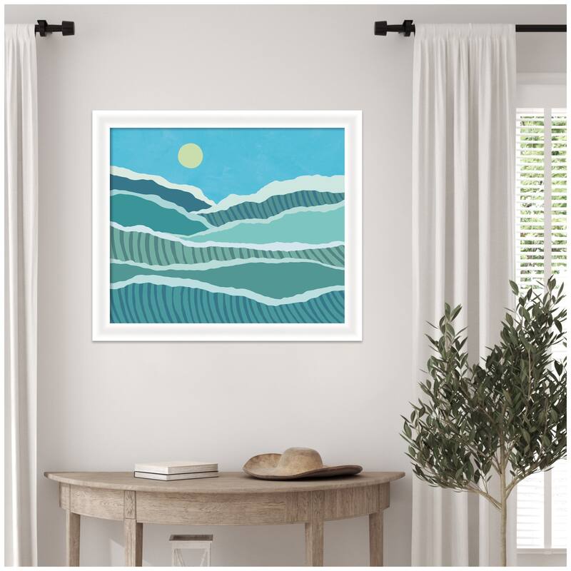 Kate and Laurel Framed Art Abstract Waves by Rachel Lee