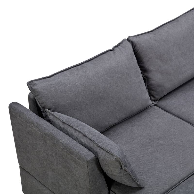 U-Shape Modular Sectional Sofa with Storage Seat, Convertible Sofa Bed with Removable Storage Ottomans