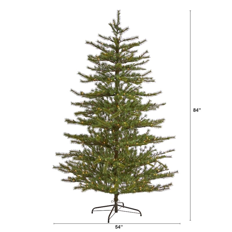 7' Vancouver Mountain Pine Christmas Tree with 450 Clear Lights - Green