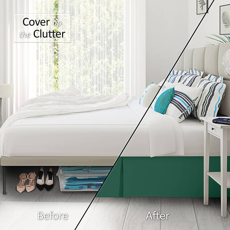Clara Clark Pleated Bed Skirt-14 inch Tailored Drop - Soft Double Brushed Premium Microfiber Ruffle Bed Skirt - Includes 8 Pins