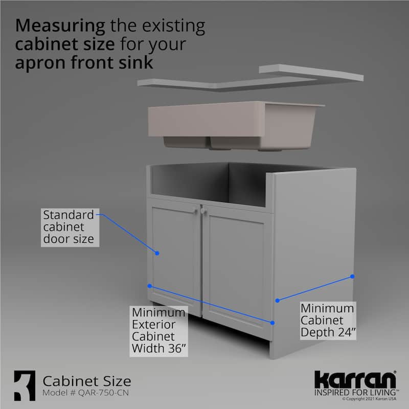 Karran Retrofit Farmhouse Quartz 34 in. Double Bowl 50/50 Sink Kit