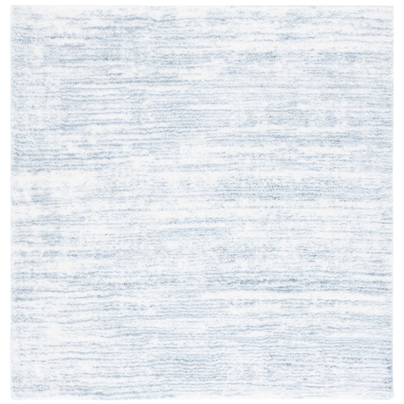 SAFAVIEH Tahoe Shag Yaprak Abstract 1.2-inch Thick Rug - 6'7" Square - Blue/Ivory - Square