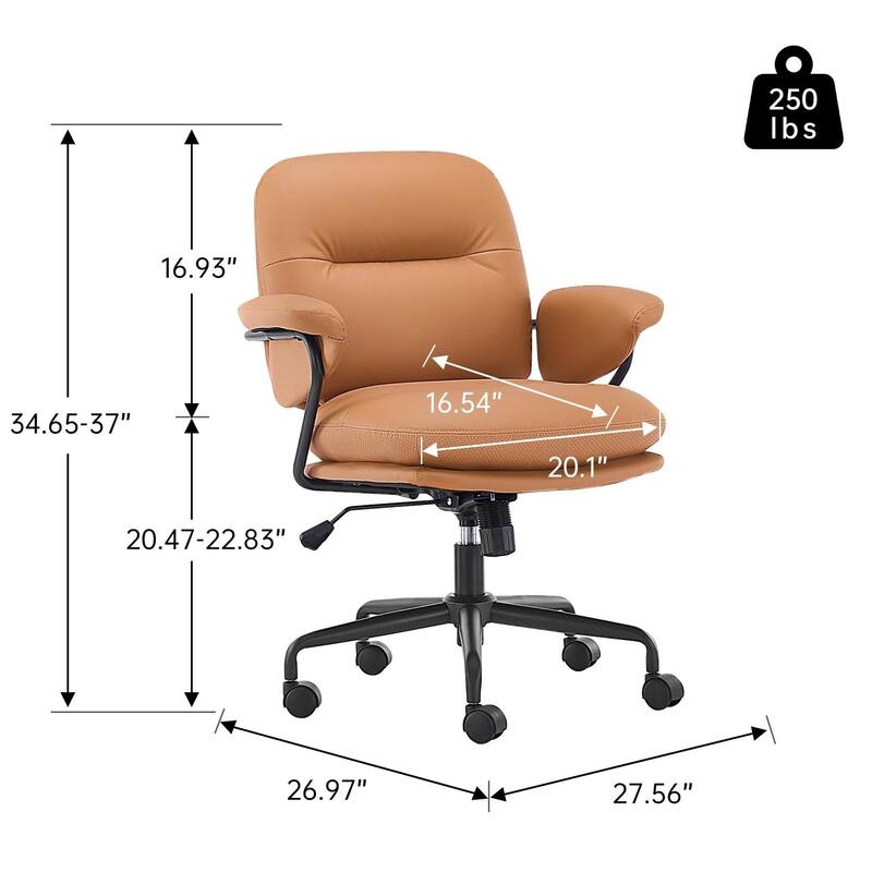 Ergonomic Leather Office Chair with 360°Swivel, Adjustable Height, Reclining Backrest & Breathable Seat