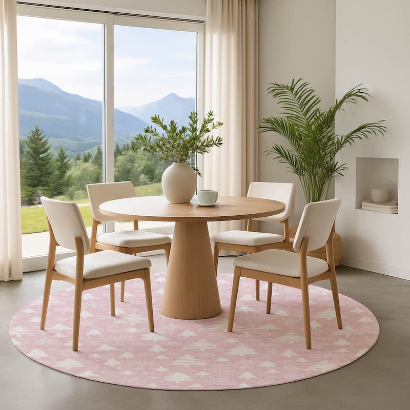 Premium Washable Super Soft Christmas Tree Mayfield Rug - Pink - 8' x 8'