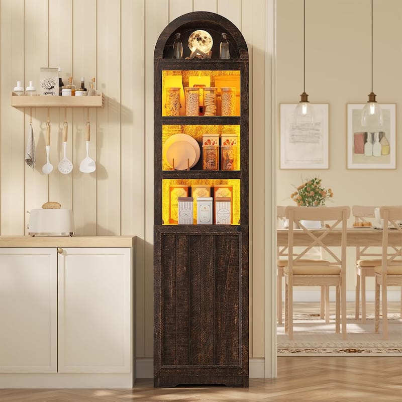 Tall Arched Cabinet Bookcase Storage Bookshelf Door Bathroom Storage Cabinet