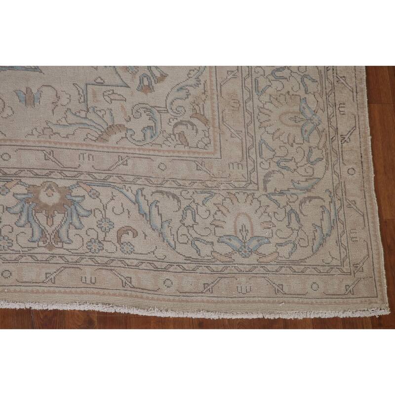 Hand-knotted Floral Distressed Tabriz Persian Rug Oriental Wool Carpet - 9'8" x 12'2"