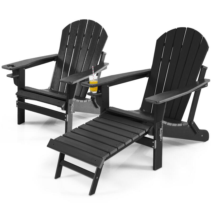 Gymax 2PCS Folding Adirondack Chair HDPE Patio Lounge Chair w/