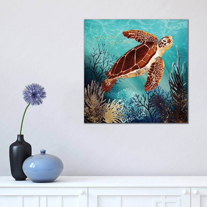 iCanvas "Metallic Sea Turtle" by SpaceFrog Designs Canvas Print - 18x18x1.5