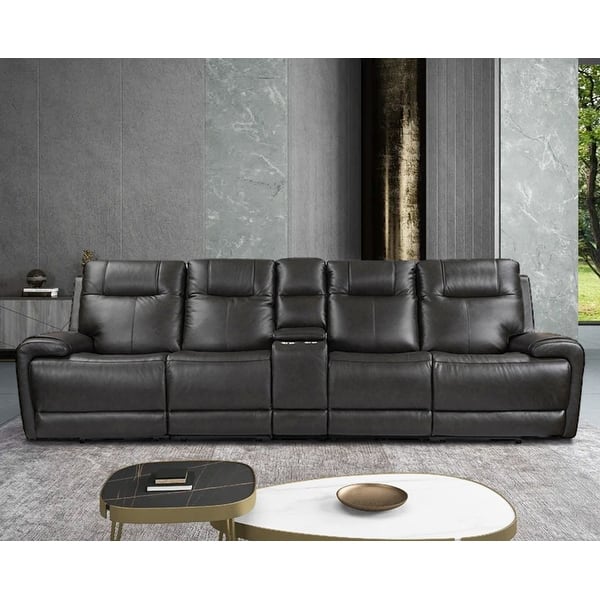 Top Grain Leather Power Reclining Sofa 4Seat Recliner Sofa with
