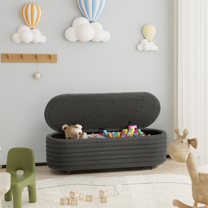 Bayville Sherpa Polyester Flip Top Storage Ottoman - 54"