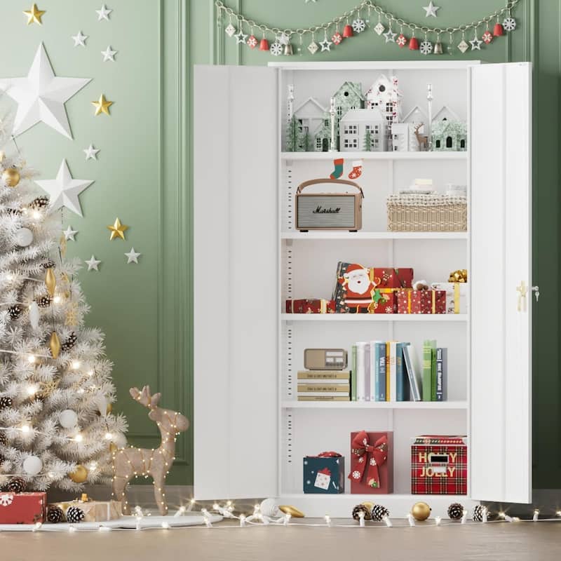 36 inch - 71 inch Tall File Cabinet Metal Storage Cabinet with Lockable Doors and Adjustable Shelves for Office, Home, Pantry