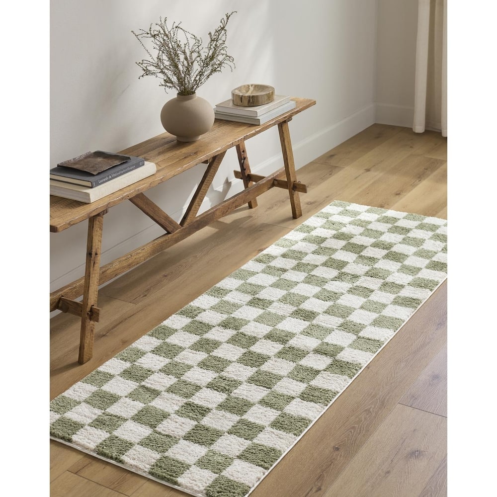 Livabliss Scandinavian Fossay Shag Stripe Washable Area Rug