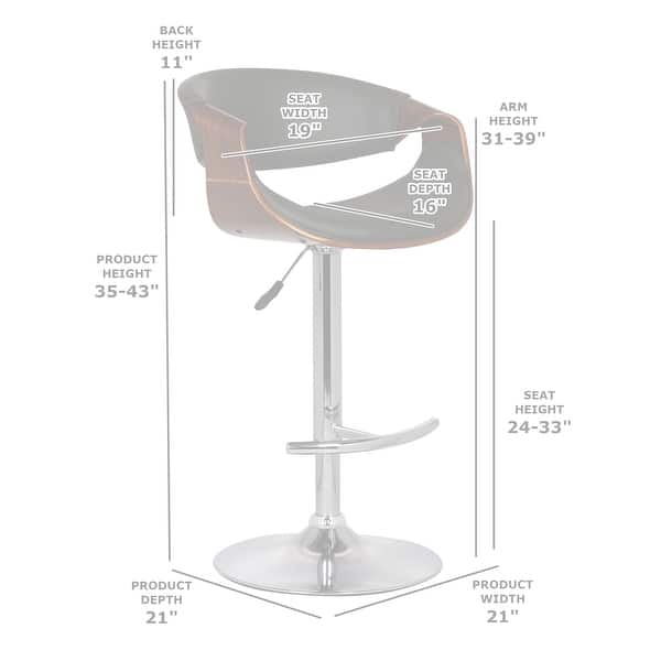 dimension image slide 0 of 2, Butterfly 24" Adjustable Swivel Bar Stool