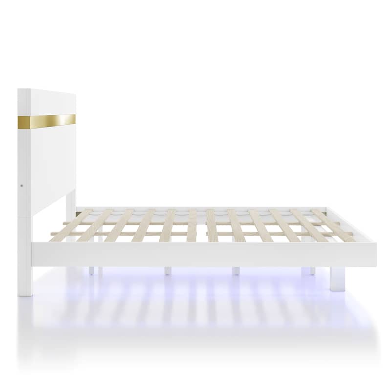 Furniture of America Halifax Modern 6-Piece Wood Platform Bedroom Set with Underbed LED