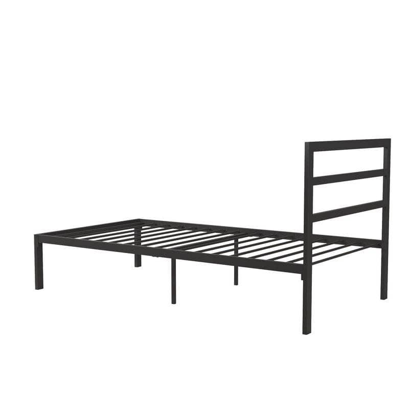 Black Metal Twin Size Platform Bed Frame with Headboard Included Perfect for Any Bedroom