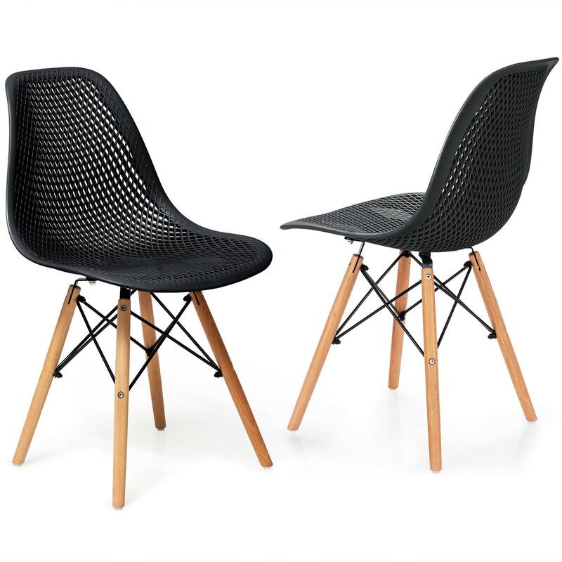 Gymax 2PCS Modern DSW Dining Chair Office Home w/ Mesh Design Wooden - See Details