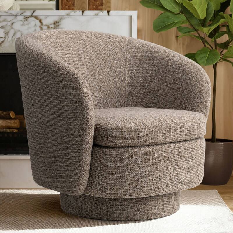 360° Tweed Swivel Barrel Accent Chair