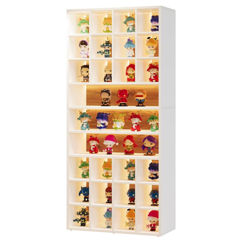 Display Cabinet with LED Lighting, Modern Bookcase Display Case