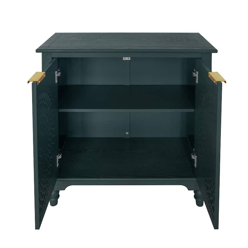 Sideboard Buffet Cabinet, Storage Cabinet with Carved Hollow Pattern, Accent Cabinet with Adjustable Shelf
