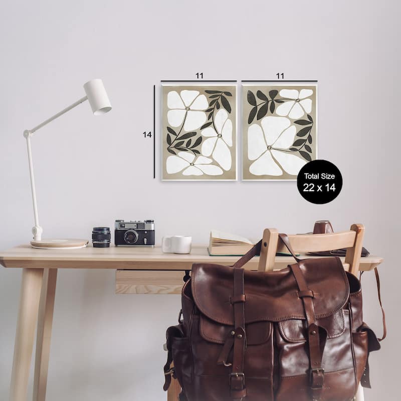 Stupell Neutral Bohemian Flowers Wall Plaque Art Design By Victoria Barnes (Set of 2)