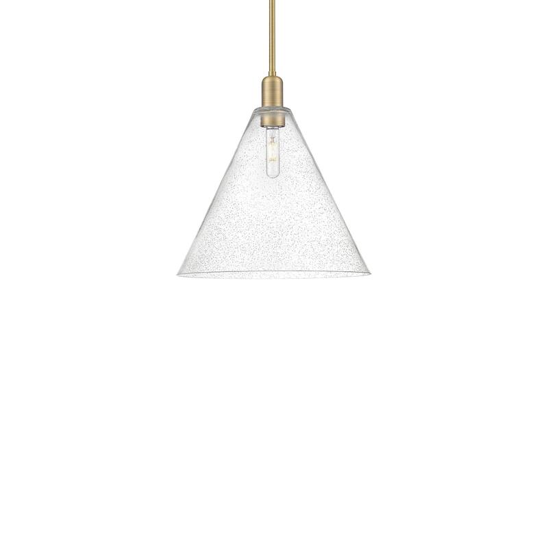 Innovations Lighting 716-1S-18-16 Berkshire Glass Pendant Berkshire - Brushed Brass / Seedy