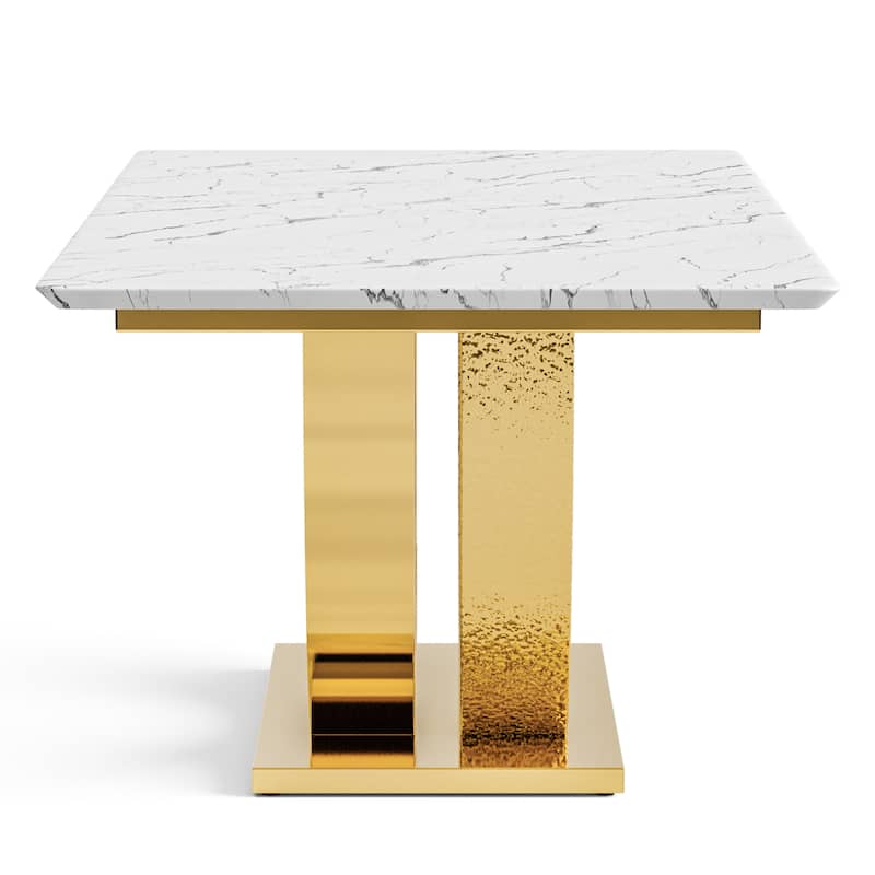 Furniture of America Thaddeus Modern U-shaped 79-inch Dining Table with Stone Top