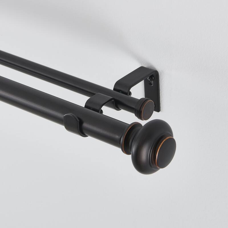 KAWOTI Bronze Double Curtain Rod Adjustable Length
