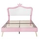 preview thumbnail 54 of 68, Upholstered Bed LED Frame Modern Upholstered Princess Bed w/ Crown Headboard and Metal Legs, Cute Kids Platform Bed/ Noise-Free