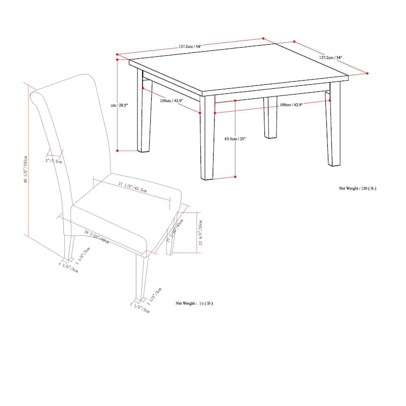 WYNDENHALL Franklin Transitional 9 Pc Dining Set with 6 Upholstered Dining Chairs and 54 inch Wide Table