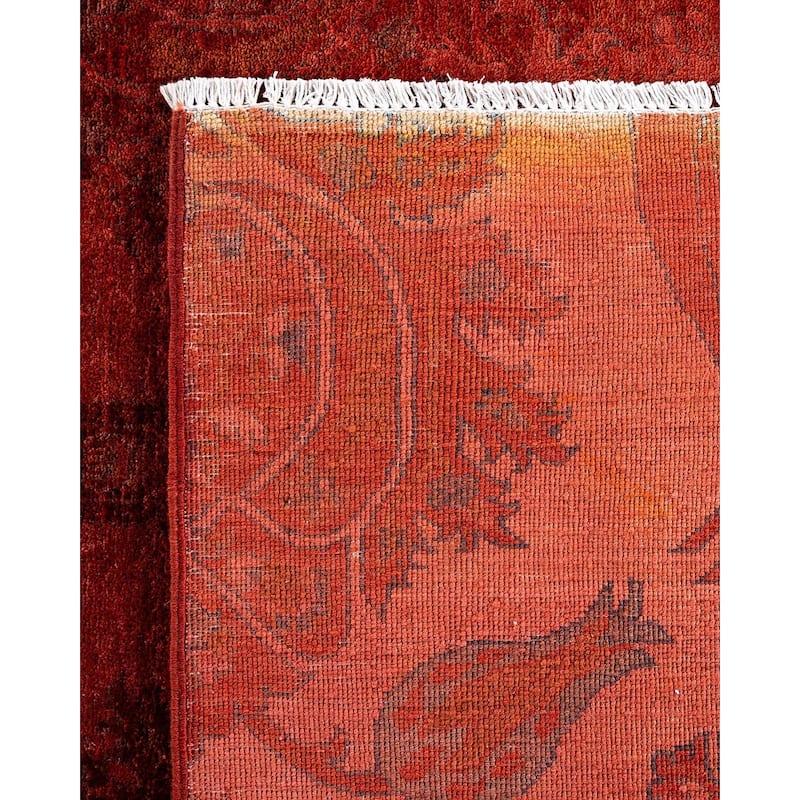 Overdyed, One-of-a-Kind Hand-Knotted Area Rug - Red - 8' 2" x 9' 8"