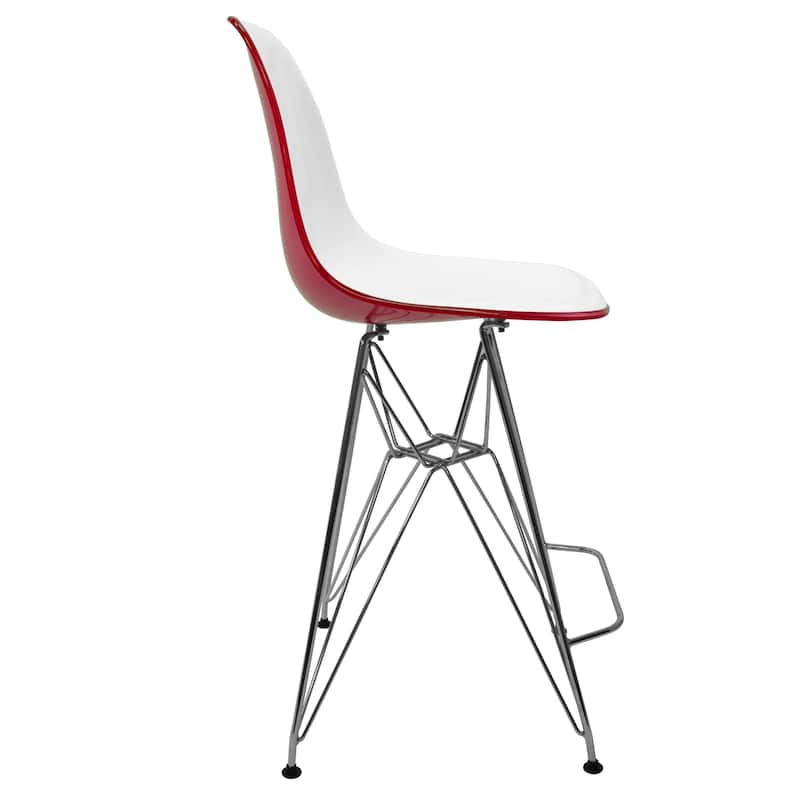LeisureMod Modern Cresco Acrylic Barstool with Chrome Base and Footrest for Home Bar Restaurant
