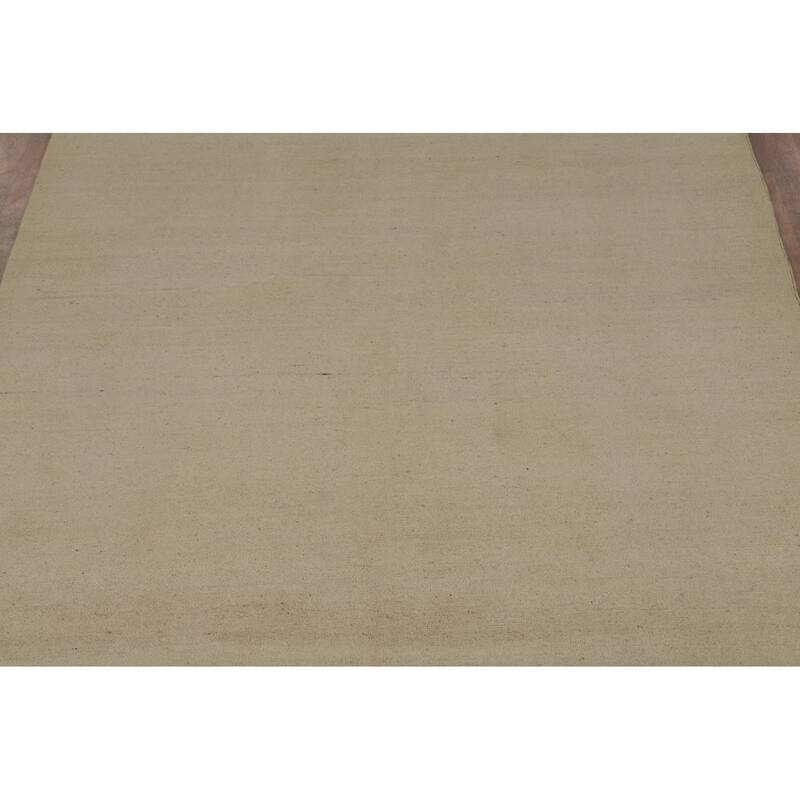 Modern Gabbeh Area Rug Handmade Oriental Beige Wool Carpet - 6'6" x 9'9"
