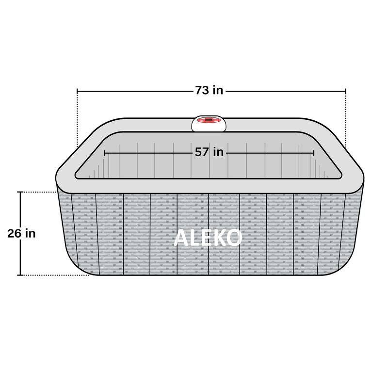 ALEKO Square Inflatable 6 prs Hot Tub Spa with Energy-saving Cover & Jets