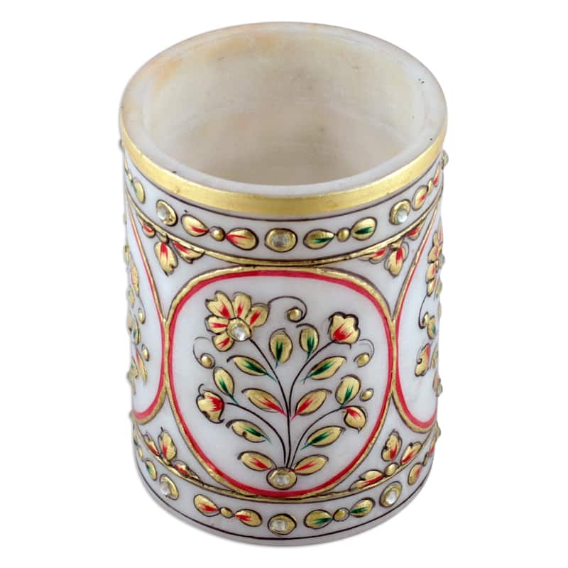 Novica Handmade Utopian Space Marble Pen Holder